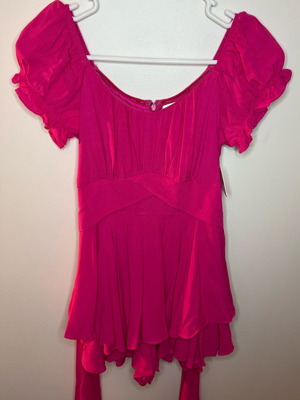 Altar'd State Hot Pink Ruffled Peplum Mini Dress Romper